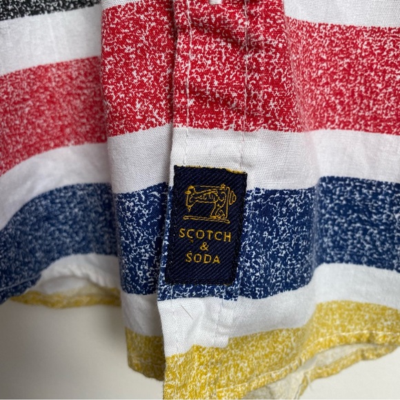 Scotch & Soda Colorful Striped Band Collarless Mandarin Button Up Shirt - Picture 5 of 11